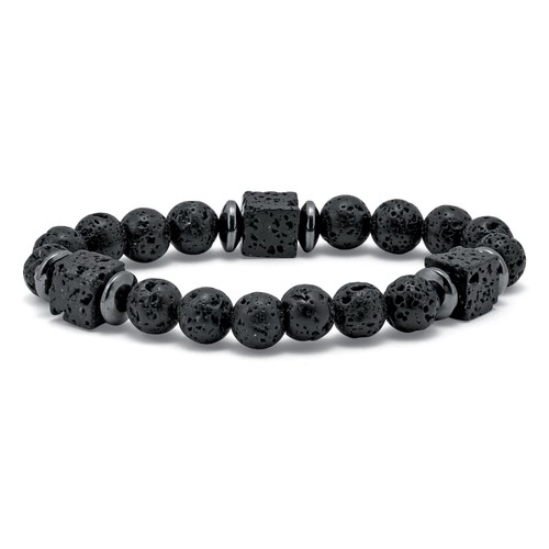 Bracciale uomo tondo nero - nero, lava
