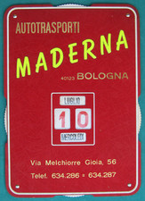 calendario perpetuo da parete con pubblicità AUTOTRASPORTI MADERNA BOLOGNA 1930