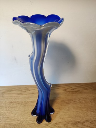 Vaso vetro blu - blu, bianco