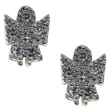 orecchini argento 925 angelo custode 8x6 pavè di zirconi bianchi angioletto stud