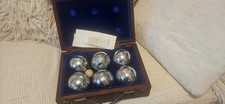  Bocce Style Petanque Set 6 Palline in Metallo Cromato con Jack in Legno con Custodia
