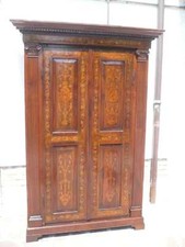 Elegante Armadio Libreria  INTARSIATO a 2 ante in Noce IMPERO ep '800 RESTAURATO