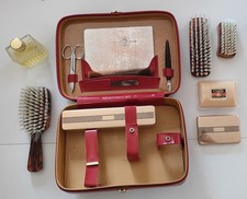 Vintage Set Servizio Crociera Toilette Bagno Spazzole Profumo Sapone Forbici