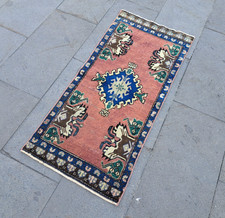 Tappeto turco, tappeto da bagno, tappeto zerbino, tappeto boho, tappeto vintage, 1,6 x 3,4 piedi