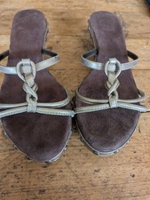 KENZO Sandali/Zoccoli In pelle e Legno Color Bronzo Argento  Tg 38/39  Borchie