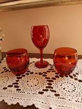 BICCHIERI DI VETRO ROSSO PER LA TAVOLA 3 Pezzi BICCHIERI DI VETRO ROSSO 