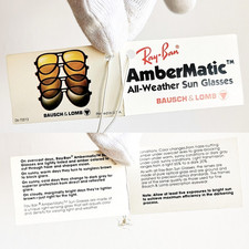 occhiali da sole bausch&lomb RAY BAN Ambermatic sunglasses vintage B&L tag card