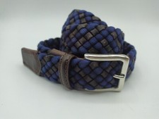 Cintura Intrecciata Blu in cuoio e corda vintage in Vera Pelle Made in Italy