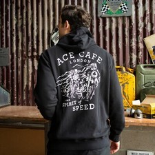 Felpa con cappuccio Ace Cafe Spirit of Speed, design classico, prodotto con licenza