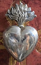 relic relicario reliquia EX VOTO SACRO CUORE 1800 ARGENTO