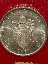 Moneta VATICANO 500 Lire 1959 PAPA GIOVANNI XXIII ARGENTO FDC