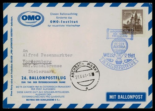 Austria posta palloncino 1961 - posta,