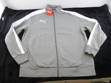 NUOVO Uomo Puma Full Zip Alpha Track Jacket - Large, Grigio/Bianco Riga (597021)