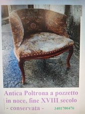 Antica Poltroncina A Pozzetto In Noce Fine XVIII Secolo