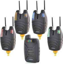 Set di 4 allarmi impermeabili per pesca alla carpa, con barra orecchie DA031