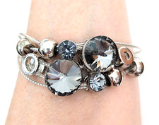 Grey Rivoli Bezel Slide Beaded