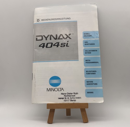 Minolta dynax 404si - 404si, manuale