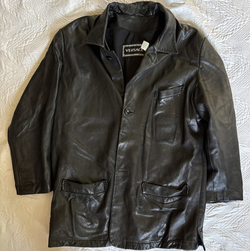 Versace giacca uomo pelle nero - versace,