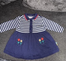 Abito vintage Gymboree blu navy taglia 6-12M fiori ricamati