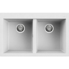ELLECI QUADRA LKQ35096 Lavello Incasso 2 Vasche Sopratop Keratek Bianco cm 79x50