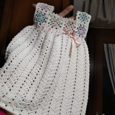 Vestito neonata 1-3 mesi lavorato a mano (uncinetto) in cotone italiano 100%