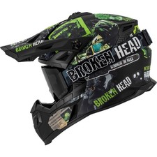 Casco Supermoto E Motocross Risoluzione Verde + Occhiali MX Regolatore SC