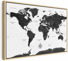 - Quadro Mappamondo 120X80 Cm 1 Pezzo - Stampa Su Tela in TNT Tessuta XXL Grande