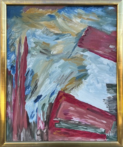 Olio tela quadro astratto - su,