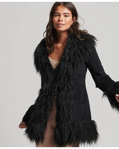 Superdry cappotto afgano nero - cappotto,