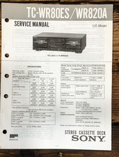 Sony TC-WR80ES TC-WR820A Manuale di servizio cassetta *Originale*