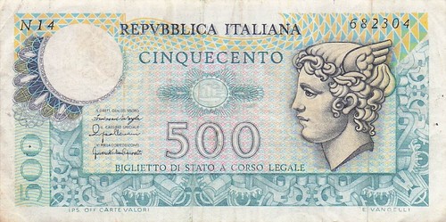 Banconota italia 500 - 500, lire