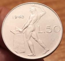 Moneta 50 Lire 1962, Italia Repubblica, qFDC, Rif. 6136