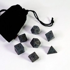 Set 7 Dadi Black Neri Pastello Dice D&D GDR Dungeon dnd D20 D12 D10 D8 D6 D4