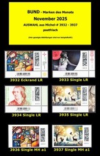 (25/11) FEDERAZIONE NOVEMBRE 2025 Mi-# 3932,3933,3934,3935,3936,3937 ven. postale (Selezione)