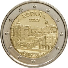 SPAGNA SPANIEN ESPANA SPAIN 2 € EURO 2023  " CACERES " FDC BU ST DA ROTOLINO