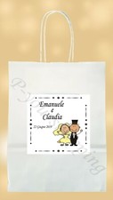 30 Wedding Bag personalizzate bianca Sacchetti carta matrimonio nozze shoppers