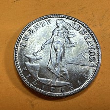 1944 D Filippine 20 centesimi. Moneta argento. Gemma Bu grande lucentezza