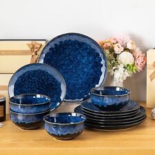 Set piatti blu gres servizio tavola 4, 8, 12 persone 12/24/36 pezzi starry