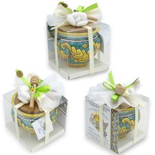 Vasetto in ceramica Caltagirone Ø 9 cm ca. (1Unità) con miele Biologico (100g), 