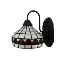 Applique tiffany in vetro, con braccio in grigio grafite, attacco E27 max 60W