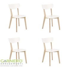 Set 4 sedie da pranzo  bianco rovere design moderno SCANDY