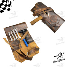 SET BORSA PORTA ATTREZZI VESPA in cuoio con logo chiave candela chiave inglese