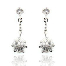 Ladybug Girl Earrings in White