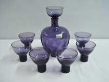Ekenas Svezia Ametista MCM Vetro Decanter & Liquore Cordial Bar Vetro Set Viola