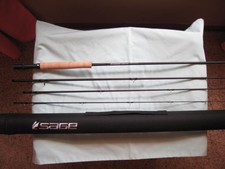 SAGE 590-4 FONDOTINTA CANNA DA MOSCA 5WT 4PZ 9' CANNA DA PESCA A MOSCA NERA-NUOVA