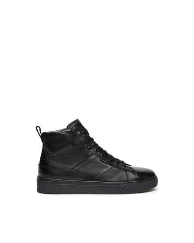 Men sneakers black leather - men's,