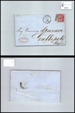 Storia postale Regno VEII da Napoli a Gallipoli sassone 20