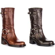 Stivale Donna Biker In Pelle