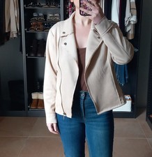 Giacca scamosciata beige donna