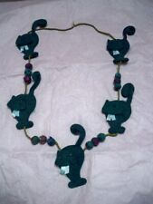 COLLANA LANA COTTA LUNGA ETNICO NEPAL GATTO CAT